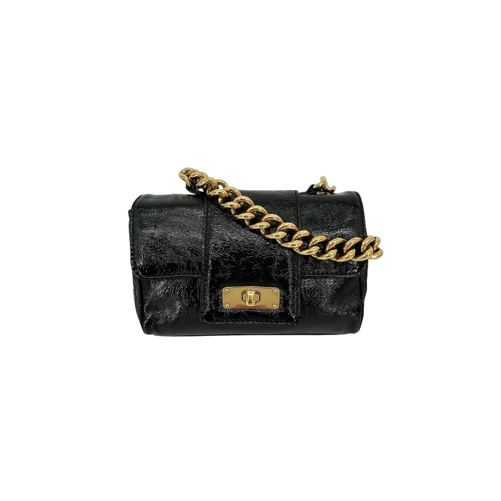 MARC JACOBS Textured Patent Leather Mini Chain Bag in Black